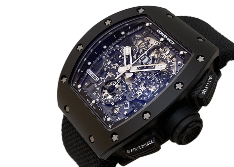 【中古】リシャールミル RM011 CA-TZP フェリペマッサ ブラックファントム 50本限定 TZPセラミック/カーボンTPT スケルトン文字盤 自動巻き ラバー【委託品】