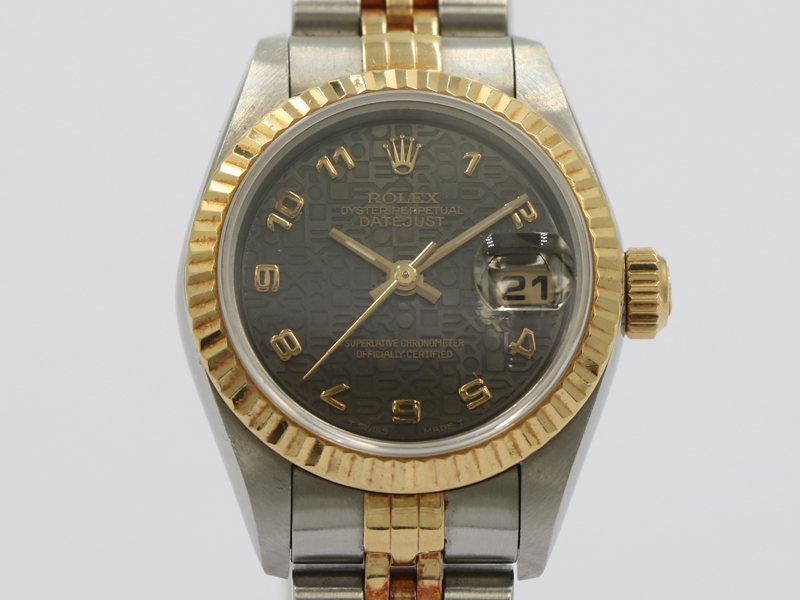 【 ロレックス ROLEX 】 69173 デイトジャスト K18/SS 自動巻 デイト ブラウン コンピューター文字盤 アラビア数字 レディース 13268-0