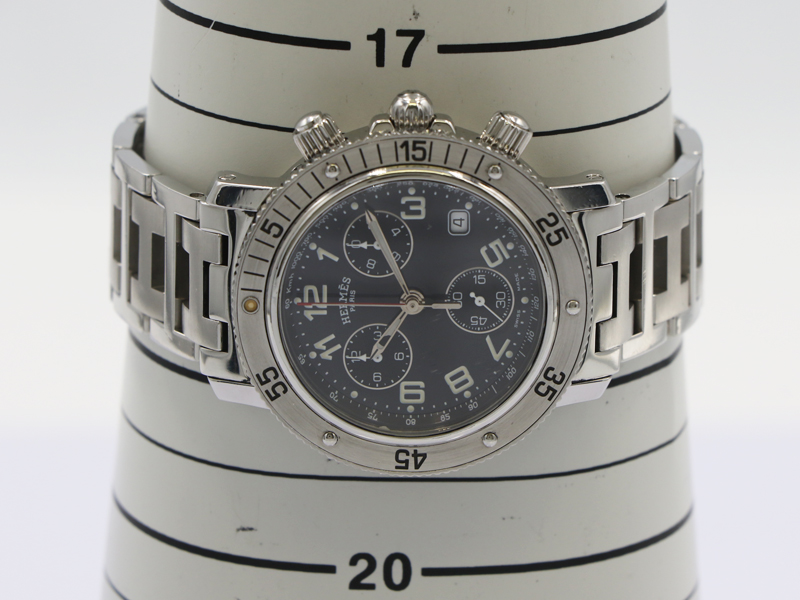 【エルメス HERMES 】CL2.910 クリッパーダイバー クロノグラフ 39mm SS クォーツ 黒文字盤 デイト メンズ 14527-0_8枚目画像
