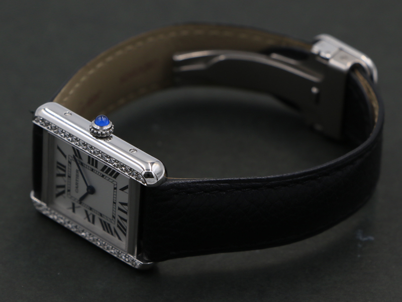 【 カルティエ CARTIER 】WSTA0030 タンクソロSM 白文字盤 アフターダイヤ クォーツ SS/革 レディース □新着 60340-0_8枚目画像