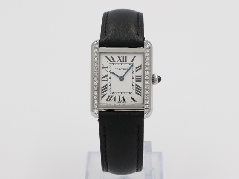 【 カルティエ CARTIER 】WSTA0030 タンクソロSM 白文字盤 アフターダイヤ クォーツ SS/革 レディース □新着 60340-0_1枚目画像