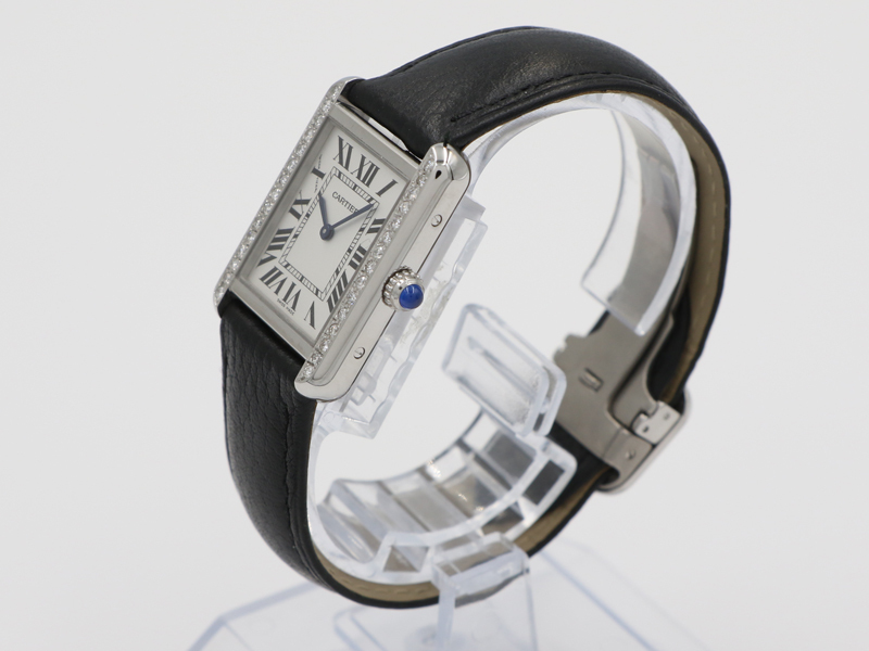 【 カルティエ CARTIER 】WSTA0030 タンクソロSM 白文字盤 アフターダイヤ クォーツ SS/革 レディース □新着 60340-0_2枚目画像
