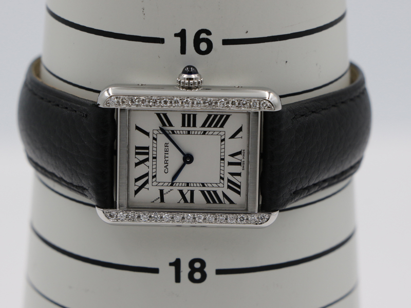 【 カルティエ CARTIER 】WSTA0030 タンクソロSM 白文字盤 アフターダイヤ クォーツ SS/革 レディース □新着 60340-0_7枚目画像